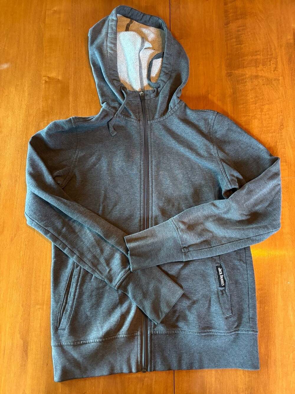 alo Jack Daniel's Charcoal Grey Full Zip Hoodie With Thumbholes - Women’s Med